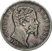 Italy 2 Lira Vittorio Emanuele II 1859 R F//BOLOGNA KM# 10 VITTORIO EMANUELE II 1859 coin obverse Italy 2 Lira Vittorio Emanuele II 1859 R F//BOLOGNA KM# 10 VITTORIO EMANUELE II 1859 coin obverse