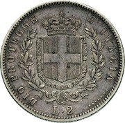 Italy 2 Lira Vittorio Emanuele II 1859 R F//BOLOGNA KM# 10 DIO PROTEGGE L'ITALIA L 2 coin reverse Italy 2 Lira Vittorio Emanuele II 1859 R F//BOLOGNA KM# 10 DIO PROTEGGE L'ITALIA L 2 coin reverse