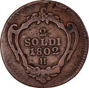 Italy 2 Soldi Francesco II 1802 H KM# 46 2 SOLDI 1802 H coin reverse Italy 2 Soldi Francesco II 1802 H KM# 46 2 SOLDI 1802 H coin reverse