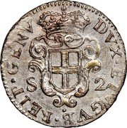 Italy 2 Soldo (Parapagliola) (Genoa Coinage) KM# 167.2 DVX ET GVB REIP GEN coin obverse Italy 2 Soldo (Parapagliola) (Genoa Coinage) KM# 167.2 DVX ET GVB REIP GEN coin obverse