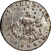 Italy 2 Soldo (Parapagliola) (Genoa Coinage) KM# 167.2 ET REGE EOS IAE O M coin reverse Italy 2 Soldo (Parapagliola) (Genoa Coinage) KM# 167.2 ET REGE EOS IAE O M coin reverse