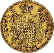 Italy 20 Lire Napoleon I 1809 M KM# 11 REGNO D'ITALIA 20 LIRE coin reverse Italy 20 Lire Napoleon I 1809 M KM# 11 REGNO D'ITALIA 20 LIRE coin reverse