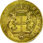 Italy 24 Lire 1793 KM# 255 Genoa/ Republic Reform Coinage DUX ET GUB REIP GENU coin obverse