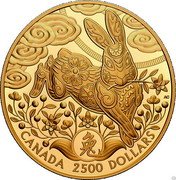 Canada 2500 Dollars Chinese Zodiac. Year of Rabbit 2023 Proof 2500 DOLLARS AC CANADA 兔 coin reverse Canada 2500 Dollars Chinese Zodiac. Year of Rabbit 2023 Proof 2500 DOLLARS AC CANADA 兔 coin reverse