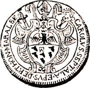 Italy 27 Milanese Soldi Carlo Settala ND (1678) KM# 1 CAROLVS SEPTALA EPVS DERTHON MAR ALBE coin obverse Italy 27 Milanese Soldi Carlo Settala ND (1678) KM# 1 CAROLVS SEPTALA EPVS DERTHON MAR ALBE coin obverse