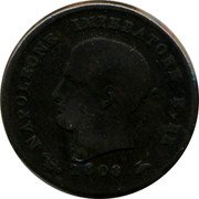 Italy 3 Centesimi Napoleon I 1808 V C# 2.3 NAPOLEONE IMPERATORE E RE 1808 R coin obverse Italy 3 Centesimi Napoleon I 1808 V C# 2.3 NAPOLEONE IMPERATORE E RE 1808 R coin obverse