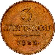 Italy 3 Centesimi Francesco II 1822 M C# 2.2 3 CENTESIMI 1822 coin reverse Italy 3 Centesimi Francesco II 1822 M C# 2.2 3 CENTESIMI 1822 coin reverse