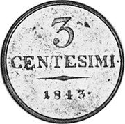 Italy 3 Centesimi Ferdinand I 1843 V C# 13.2 3 CENTESIMI 1843 coin reverse