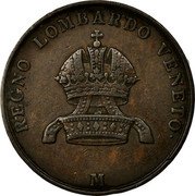 Italy 3 Centesimi Franz Joseph I 1849 M C# 26 REGNO LOMBARDO VENETO M coin obverse