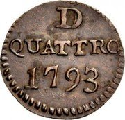 Italy 4 Denari Genoa Coinage 1793 KM# 235 D QVATRO 1773 coin reverse Italy 4 Denari Genoa Coinage 1793 KM# 235 D QVATRO 1773 coin reverse