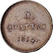 Italy 4 Denari Genoa Coinage 1814 KM# 278 D QUATTRO 1814 coin reverse