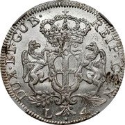 Italy 4 Lire 1792 KM# A248 Genoa/ Republic Reform Coinage DUX ET GUB REIP GENU L. 4 coin obverse Italy 4 Lire 1792 KM# A248 Genoa/ Republic Reform Coinage DUX ET GUB REIP GENU L. 4 coin obverse