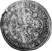 Italy 4 Scudi Madonna and Child. Genoa 1684 PBM KM# 84 GEN DVX ET GVBERNATORES REIP GENV coin obverse Italy 4 Scudi Madonna and Child. Genoa 1684 PBM KM# 84 GEN DVX ET GVBERNATORES REIP GENV coin obverse