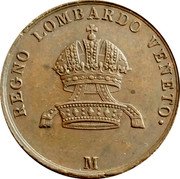 Italy 5 Centesimi Franz Joseph I 1849 M C# 27 REGNO LOMBARDO VENETO M coin obverse