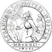 Italy 5 Doppie Federico Landi (1622) OG//NG MDCXXII KM# 24 S. FRANCIS. PROTECT. NOSTER. .MDCXXII. N G coin reverse Italy 5 Doppie Federico Landi (1622) OG//NG MDCXXII KM# 24 S. FRANCIS. PROTECT. NOSTER. .MDCXXII. N G coin reverse