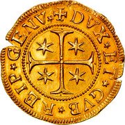 Italy 5 Doppie Madonna and Child. Genoa 1653 IAB KM# 100 DVX ET GVB REIP GENV coin obverse Italy 5 Doppie Madonna and Child. Genoa 1653 IAB KM# 100 DVX ET GVB REIP GENV coin obverse