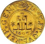 Italy 5 Doppie (Conrad II) KM# 16 DVX ET GVB REIP GEN 1600 coin obverse Italy 5 Doppie (Conrad II) KM# 16 DVX ET GVB REIP GEN 1600 coin obverse