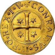 Italy 5 Doppie (Conrad II) KM# 16 CONRADVS II RO REX I V coin reverse Italy 5 Doppie (Conrad II) KM# 16 CONRADVS II RO REX I V coin reverse