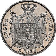 Italy 5 Lire Napoleon I 1812 M KM# 10.7 REGNO D'ITALIA 5.LIRE coin reverse Italy 5 Lire Napoleon I 1812 M KM# 10.7 REGNO D'ITALIA 5.LIRE coin reverse