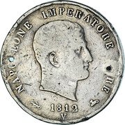 Italy 5 Lire Napoleon I 1812 V KM# 10.6 NAPOLEONE IMPERATORE RE 1812 V coin obverse