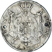 Italy 5 Lire Napoleon I 1812 V KM# 10.6 REGNO D’ ITALIA 5 LIRE coin reverse