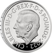 UK 5 Pounds (Life and Legacy of Elizabeth II) CHARLES III D G REX F D 5 POUNDS 2022 MJ coin obverse