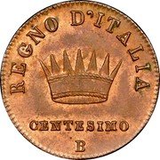 Italy Centesimo Napoleon I 1808 B C# 1.1 REGNO D' ITALIA CENTESIMO B coin reverse Italy Centesimo Napoleon I 1808 B C# 1.1 REGNO D' ITALIA CENTESIMO B coin reverse