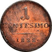 Italy Centesimo Francis I. Lombardy 1822 M C# 1.2 1 CENTESIMO 1822 coin reverse Italy Centesimo Francis I. Lombardy 1822 M C# 1.2 1 CENTESIMO 1822 coin reverse