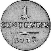 Italy 1 Centesimo Lombardy Venetia 1843 M C# 12.1 1 CENTESIMO 1843 coin reverse Italy 1 Centesimo Lombardy Venetia 1843 M C# 12.1 1 CENTESIMO 1843 coin reverse