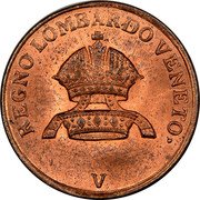 Italy Centesimo Ferdinand I 1846 V C# 12.2 REGNO LOMBARDO VENETO V coin obverse Italy Centesimo Ferdinand I 1846 V C# 12.2 REGNO LOMBARDO VENETO V coin obverse