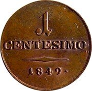 Italy Centesimo Franz Joseph I 1849 M C# 25 1 CENTESIMO 1849 coin reverse Italy Centesimo Franz Joseph I 1849 M C# 25 1 CENTESIMO 1849 coin reverse