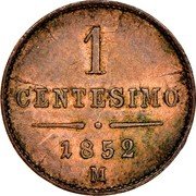 Italy Centesimo Franz Joseph I 1852 M C# 29.1 1 CENTESIMO 1852 M coin reverse Italy Centesimo Franz Joseph I 1852 M C# 29.1 1 CENTESIMO 1852 M coin reverse