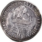 Italy Ducatone Ferdinando Gonzaga 1617 CG KM# 25 FERDIN D G DVX MANT VI ET MON FER IIII coin obverse Italy Ducatone Ferdinando Gonzaga 1617 CG KM# 25 FERDIN D G DVX MANT VI ET MON FER IIII coin obverse