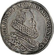 Italy Ducatone Federico Landi (1622) OG//NG MDCXXII KM# 17 D FED LAN S R I AC VALL TARI PRIN IV ET C O.G coin obverse Italy Ducatone Federico Landi (1622) OG//NG MDCXXII KM# 17 D FED LAN S R I AC VALL TARI PRIN IV ET C O.G coin obverse