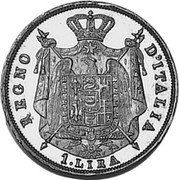 Italy 1 Lira Napoleon I 1814 M C# 8.1 REGNO D'ITALIA 1.LIRA coin reverse Italy 1 Lira Napoleon I 1814 M C# 8.1 REGNO D'ITALIA 1.LIRA coin reverse