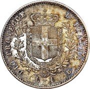 Italy Lira Vittorio Emanuele II 1859 R F//B KM# 8 DIO PROTEGGE L'ITALIA L 1 B coin reverse Italy Lira Vittorio Emanuele II 1859 R F//B KM# 8 DIO PROTEGGE L'ITALIA L 1 B coin reverse