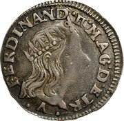 Italy Luigino Ferdinando II 1660 KM# 8 FERDINAND II MAG D ETR V coin obverse Italy Luigino Ferdinando II 1660 KM# 8 FERDINAND II MAG D ETR V coin obverse
