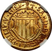 Italy Scudo D'oro Filippo V 1703 KM# 27 PHILIP V HISP ET SARD REX 1701 coin obverse Italy Scudo D'oro Filippo V 1703 KM# 27 PHILIP V HISP ET SARD REX 1701 coin obverse