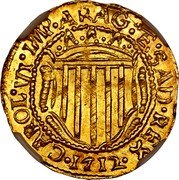 Italy Scudo D'oro Carlo VI 1712 KM# 33 CAR VI IMP ARAG ET SARD REX 1712 coin obverse Italy Scudo D'oro Carlo VI 1712 KM# 33 CAR VI IMP ARAG ET SARD REX 1712 coin obverse