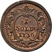 Italy 1 Soldo Carlo VI 1736 KM# 7 1 SOLDO 1736 coin reverse Italy 1 Soldo Carlo VI 1736 KM# 7 1 SOLDO 1736 coin reverse