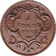 Italy Soldo Maria Theresa 1749 W KM# 11 1 SOLDO 1749 W coin reverse Italy Soldo Maria Theresa 1749 W KM# 11 1 SOLDO 1749 W coin reverse
