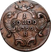 Italy 1 Soldo Francesco II 1799 H KM# 39 1 SOLDO 1799 H coin reverse Italy 1 Soldo Francesco II 1799 H KM# 39 1 SOLDO 1799 H coin reverse