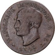Italy Soldo Napoleon I 1807 M C# 3.2 NAPOLEONE IMPERATORE E RE 1813 coin obverse Italy Soldo Napoleon I 1807 M C# 3.2 NAPOLEONE IMPERATORE E RE 1813 coin obverse