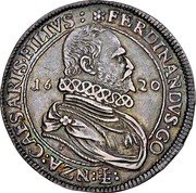 Italy Tallero 1620 LX KM# 48 Guastalla/ Countship Standard Coinage FERDINANDVS GO NZA CAESAR FILIVS 1620 coin obverse Italy Tallero 1620 LX KM# 48 Guastalla/ Countship Standard Coinage FERDINANDVS GO NZA CAESAR FILIVS 1620 coin obverse