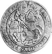 Italy Tallero Antonio Maria II. Desana ND KM# 34 SANCTVS GEORGIVS PROTECT DECIA coin reverse Italy Tallero Antonio Maria II. Desana ND KM# 34 SANCTVS GEORGIVS PROTECT DECIA coin reverse
