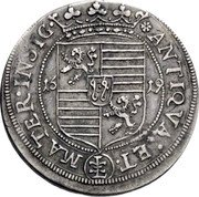 Italy Testone 1619 LX KM# 41 Guastalla/ Countship Standard Coinage ANTIQVA ET MATER INSIG. 16 19 coin reverse Italy Testone 1619 LX KM# 41 Guastalla/ Countship Standard Coinage ANTIQVA ET MATER INSIG. 16 19 coin reverse