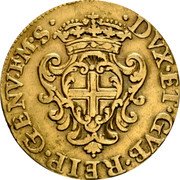 Italy Zecchino St. George. Genoa 1723 FMS KM# 171 REIP GENV F M S DVX ET GVB coin obverse