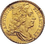 Italy Zecchino Anthony Pignatelli 1733 FR# 79 ANTONIUS PIGNATELLI coin obverse Italy Zecchino Anthony Pignatelli 1733 FR# 79 ANTONIUS PIGNATELLI coin obverse