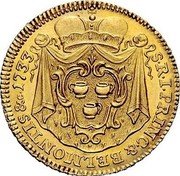 Italy Zecchino Anthony Pignatelli 1733 FR# 79 S R I PRINC & BELMONTIS &C 1733 coin reverse Italy Zecchino Anthony Pignatelli 1733 FR# 79 S R I PRINC & BELMONTIS &C 1733 coin reverse