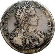 Italy 1/2 Ducato Carlo VI 1716 IM//GBA KM# 134 CAR VI D G ROM IMPE coin obverse Italy 1/2 Ducato Carlo VI 1716 IM//GBA KM# 134 CAR VI D G ROM IMPE coin obverse